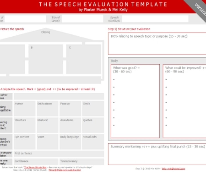the speech evaluation template florian mueck toastmasters speech evaluation template